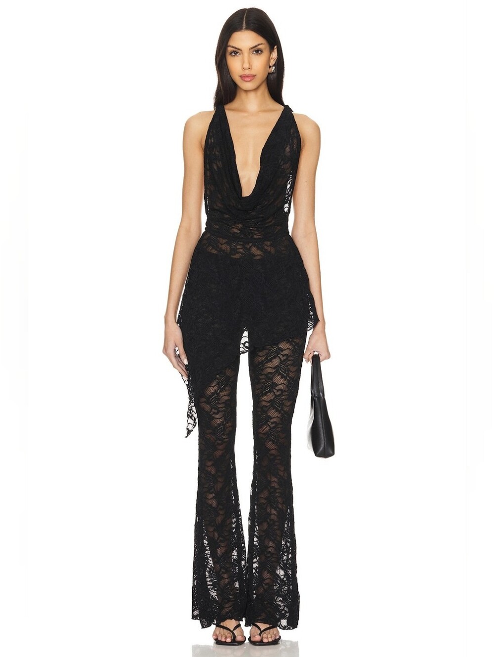 NWT $110 SUPERDOWN Colson Pant Set Lace Black Small 2 Piece Set